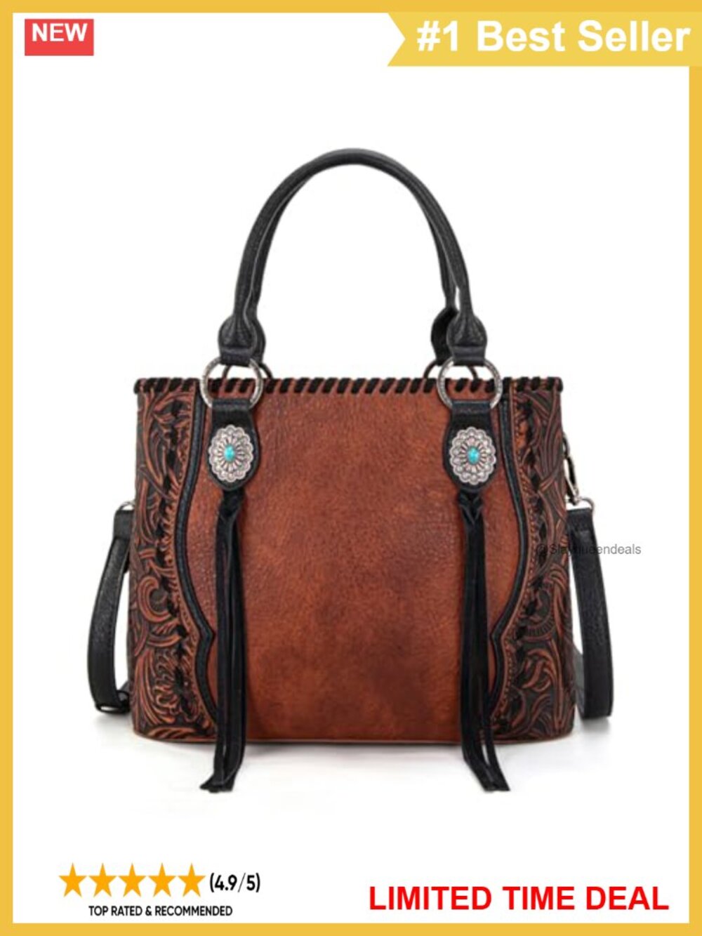Western Floral Tooled Tote Bag Concho Crossbody Satchel Purse